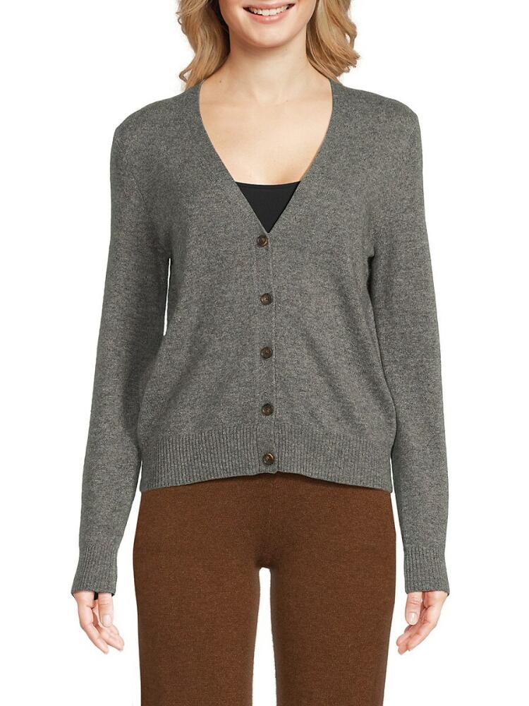 Amicale Women's V-Neck Cashmere Cardigan - Grey Cover