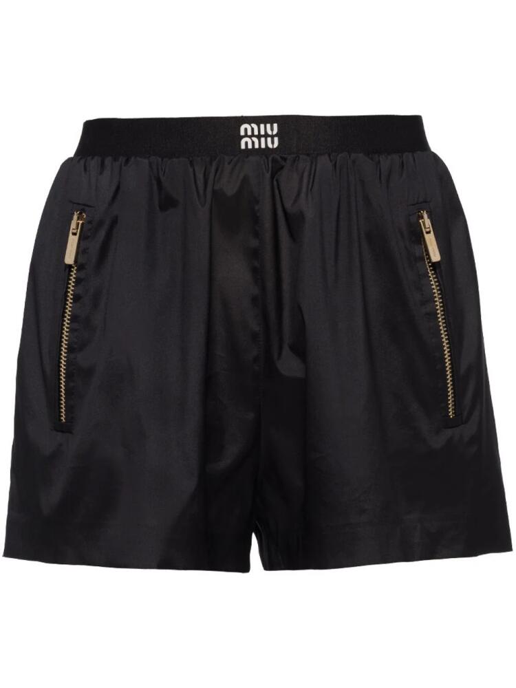 Miu Miu logo waistband track shorts - Black Cover