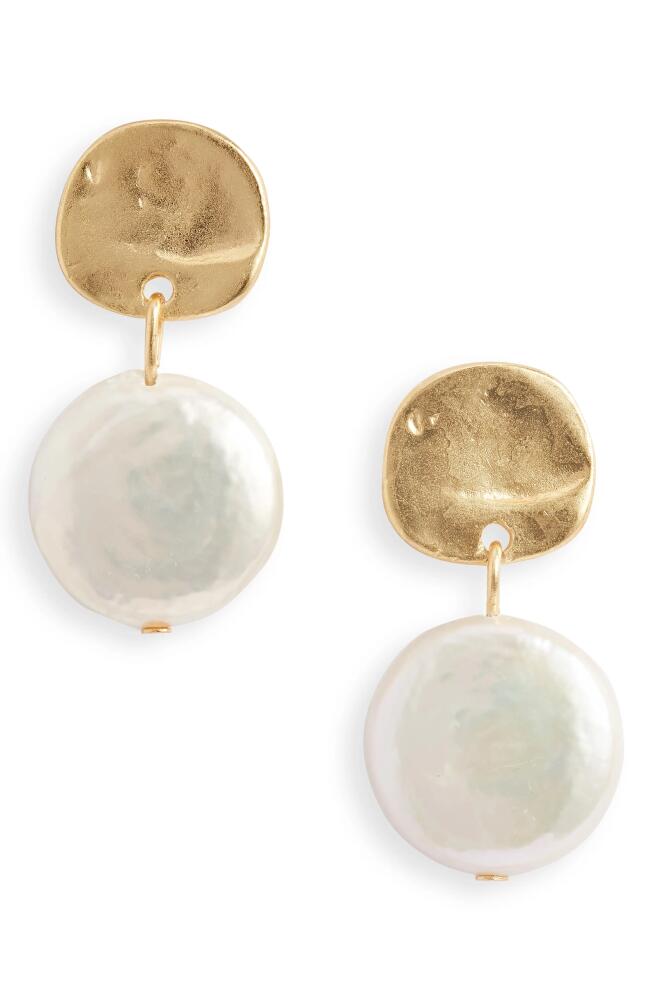 Karine Sultan Cultured Pearl Drop Earrings in Gold Cover