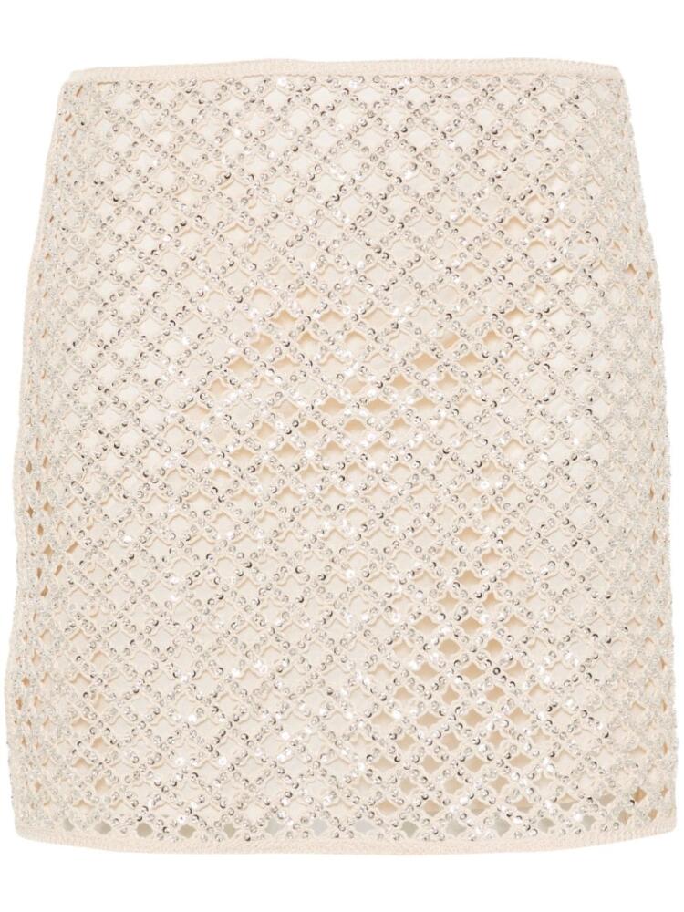 TWINSET beaded open-knit miniskirt - Neutrals Cover