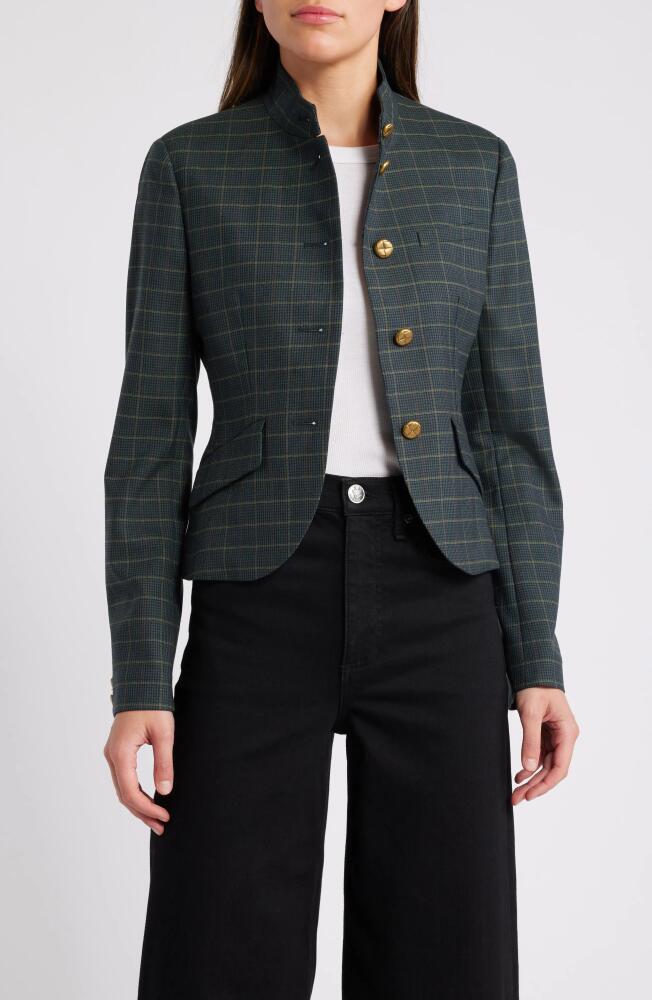 rag & bone Slade Plaid Crop Wool Blend Blazer in Green Multi Plaid Cover