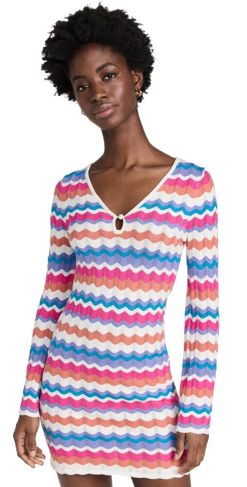 MINKPINK Wilma Pointelle Knit Dress Coral Stripe Cover