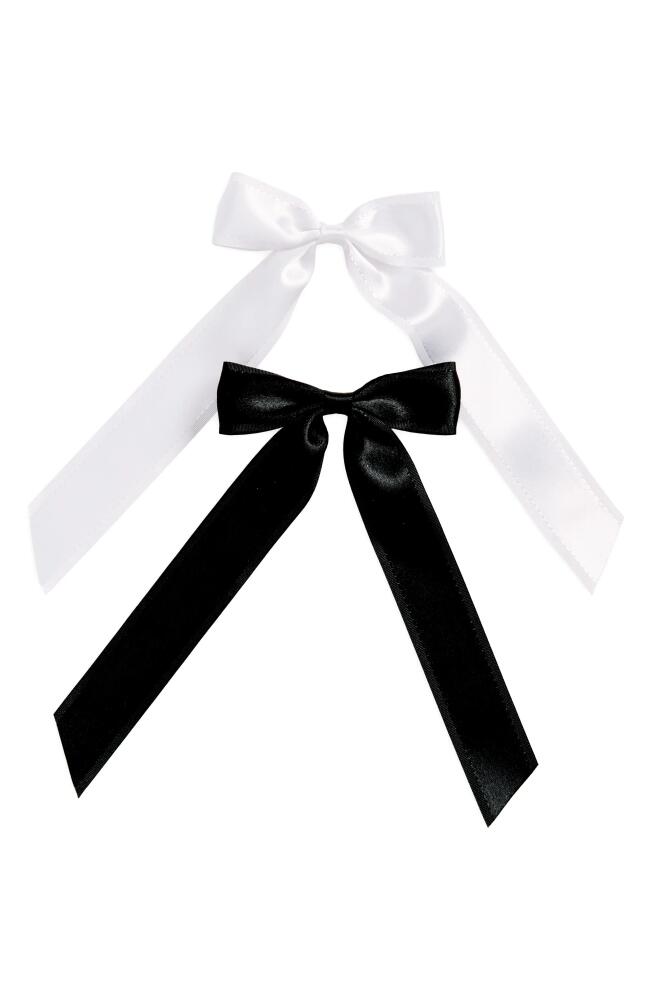 BP. 2-Pack Satin Bow Hair Clips in White- Black Cover