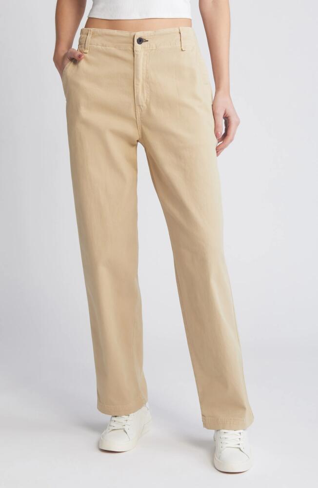 ASKK NY High Waist Relaxed Straight Leg Chinos in Khaki Cover