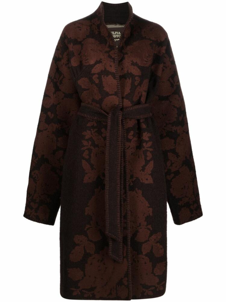 Yuliya Magdych floral-embroidered midi coat - Brown Cover