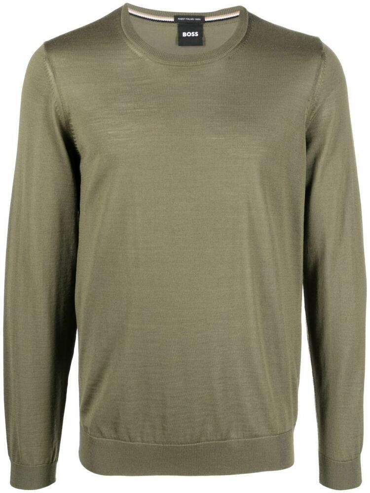 BOSS crew-neck long-sleeve jumper - Green Cover