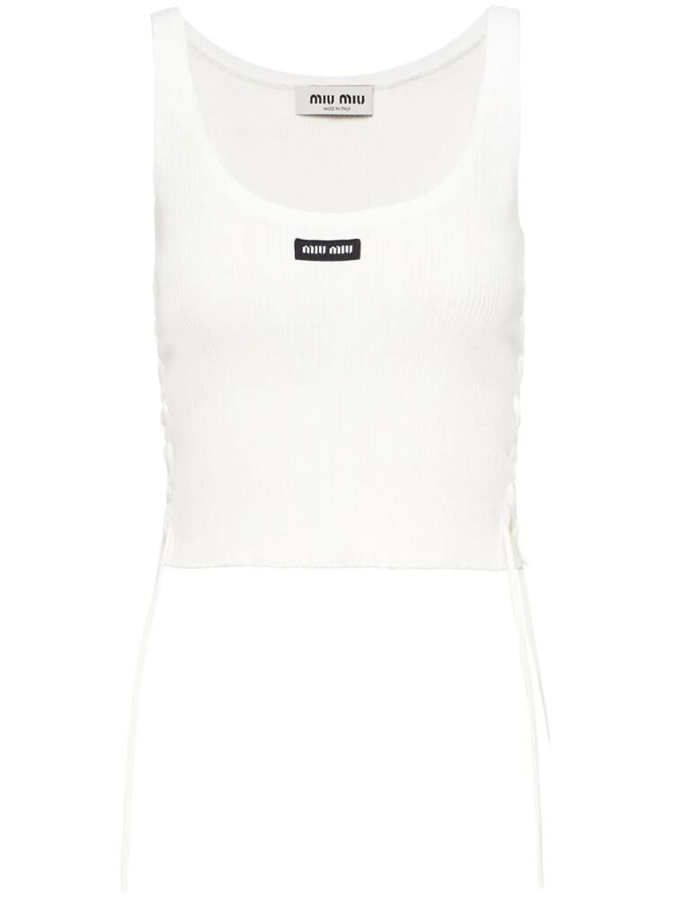 Miu Miu lace-up cotton tank top - White Cover