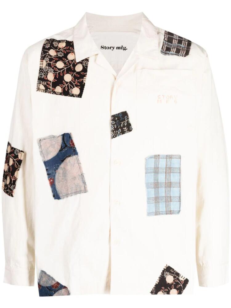 STORY mfg. Greetings patchwork cotton shirt - Neutrals Cover