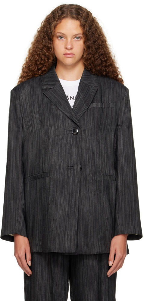 GANNI Black Striped Blazer Cover