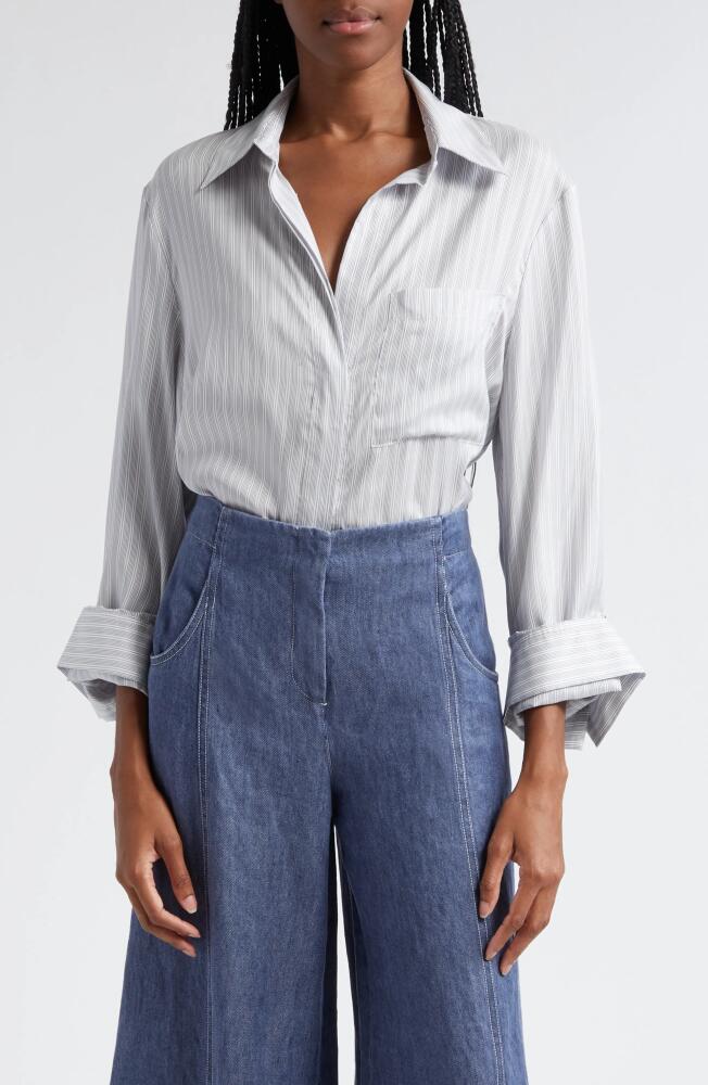 TWP Stripe Boyfriend Shirt in White/Blue Cover