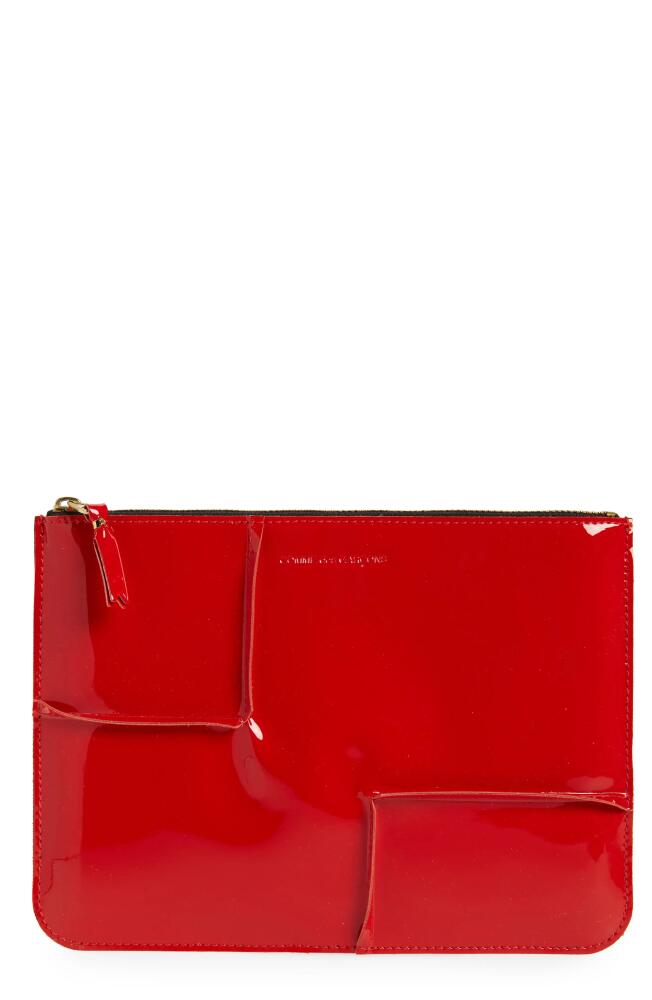 Comme des Garçons Wallets Large Seam Detail Zip Pouch in Red Cover