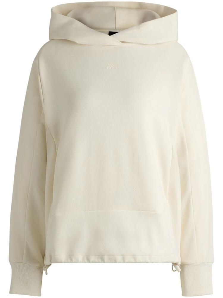 BOSS logo-embroidered hoodie - White Cover