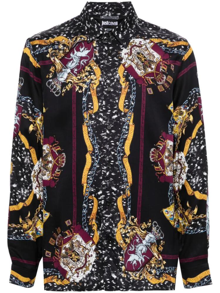 Just Cavalli graphic-print long-sleeve shirt - Black Cover