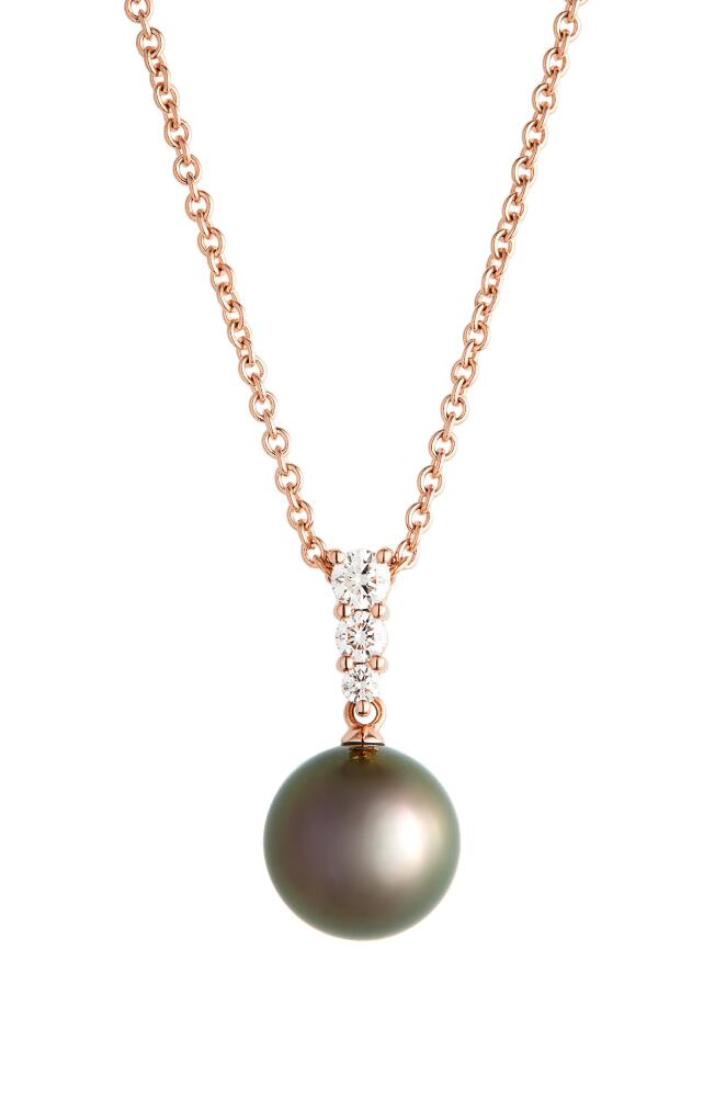 Mikimoto Morning Dew Cultured Pearl & Diamond Pendant Necklace in Rose Gold Cover