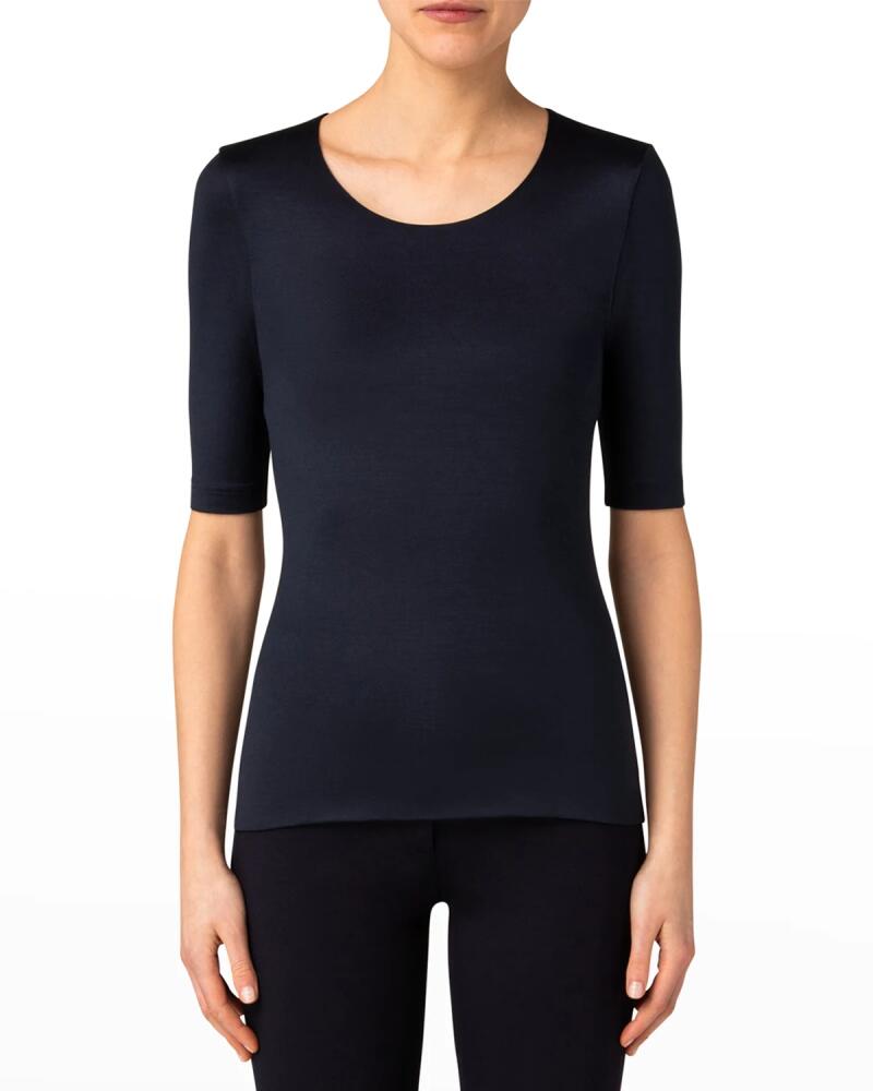 Akris Scoop-Neck Silk Jersey T-Shirt Cover