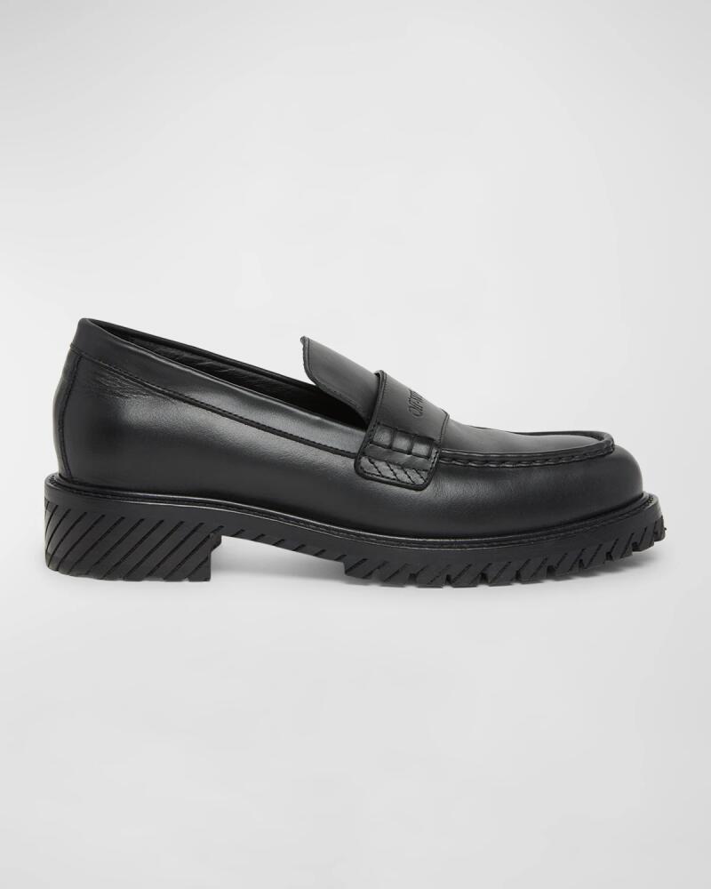 Off-White Men's Military Leather Penny Loafers Cover