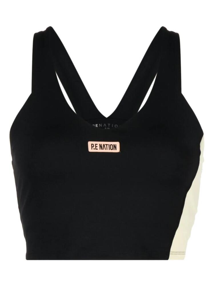 P.E Nation panelled logo-patch sports bra - Black Cover