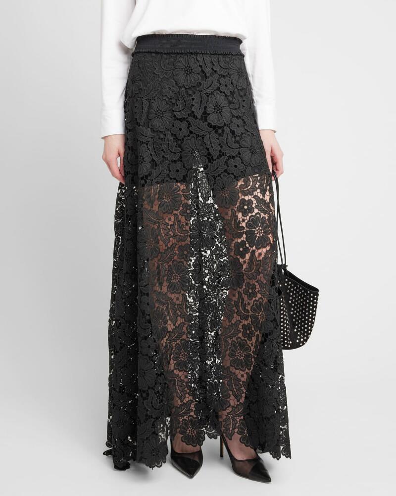 Anne Fontaine Cap Handkerchief Floral Lace Maxi Skirt Cover