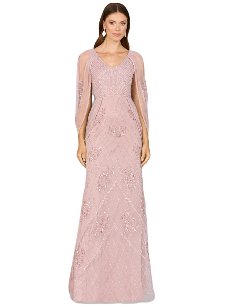 LARA New York Beaded Cape Sleeve Dress in Dustyrose Cover