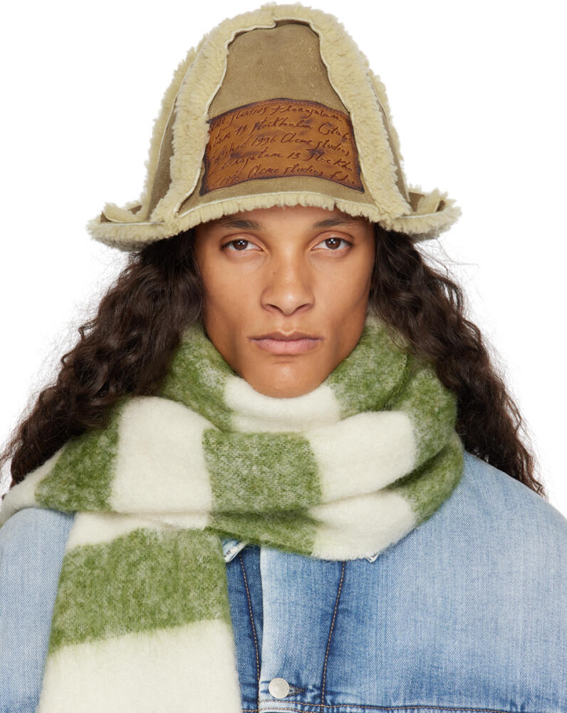 Acne Studios Beige Shearling Bucket Hat Cover