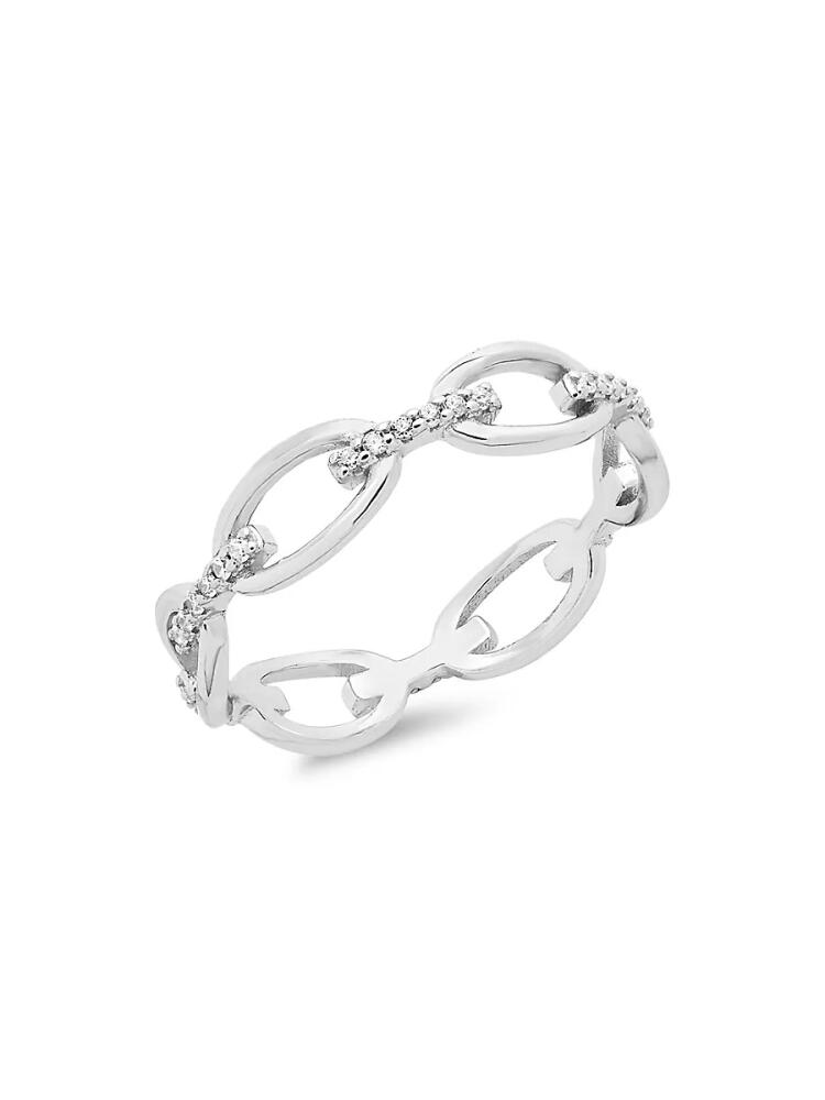 Sterling Forever Women's Sterling Silver & Crystal Open Chain Link Ring/Size 7 Cover