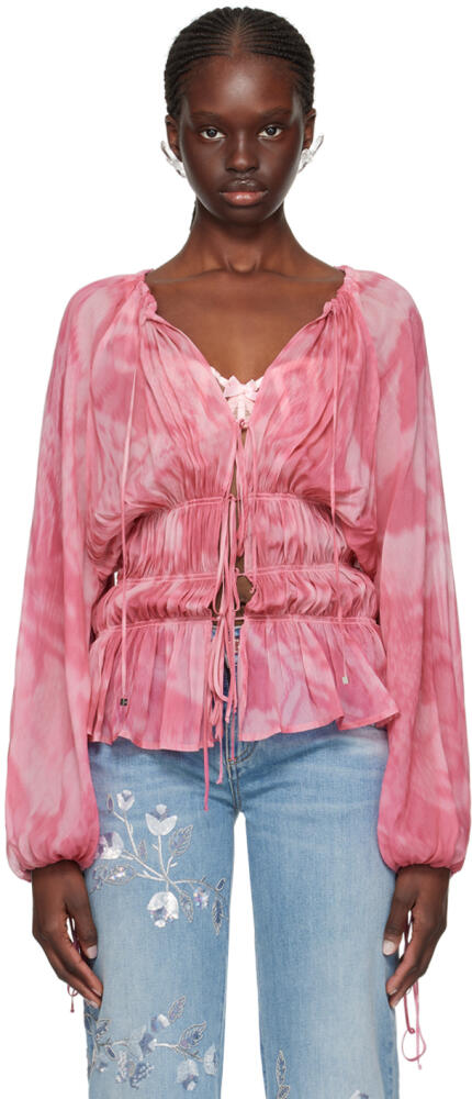 Blumarine Pink Print Blouse Cover