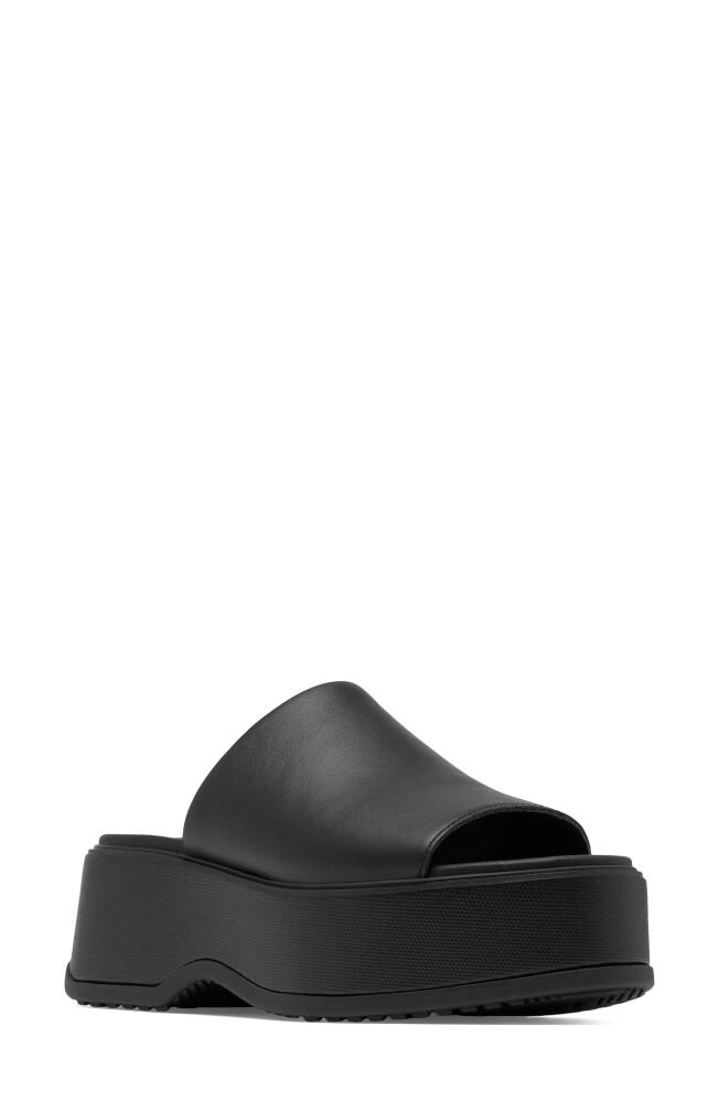 SOREL Dayspring Platform Slide Sandal in Black/Black Cover