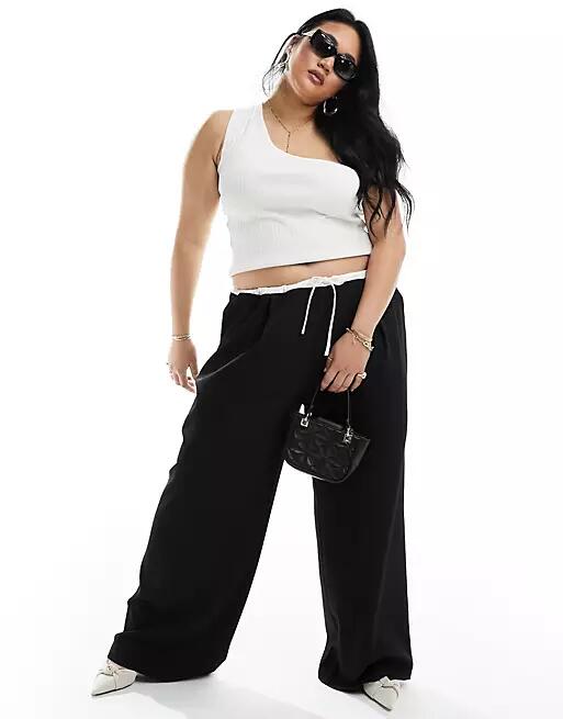 Extro & Vert Plus drawstring tailored pants in black and white-Multi Cover