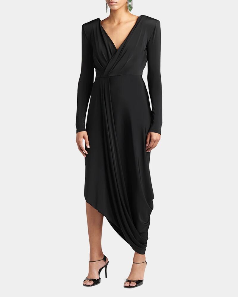 Giorgio Armani V-Neck Draped Jersey Maxi Dress Cover