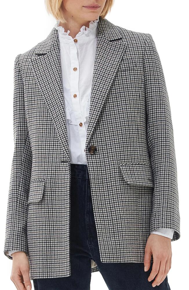 Barbour Patrisse Houndstooth Wool Blend Blazer in Light Fawn Cover