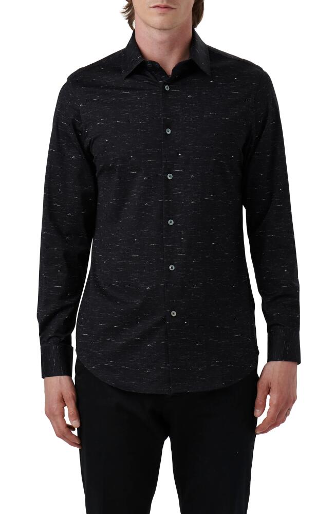 Bugatchi James OoohCotton Mélange Print Button-Up Shirt in Black Cover