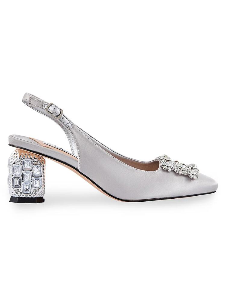 Lady Couture Women's Precious Embellished Slingback Pumps - Silver Cover