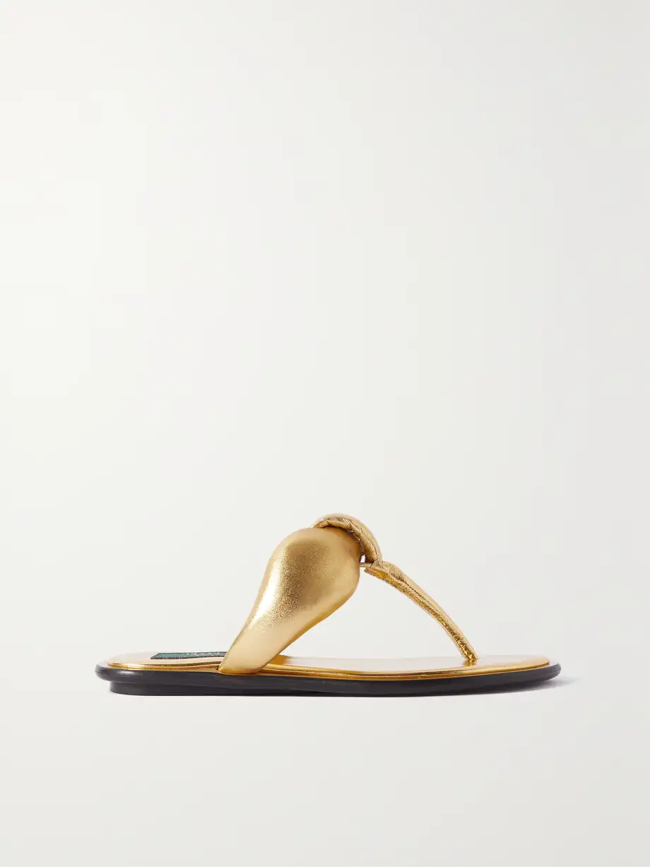 PUCCI - Padded Metallic Leather Sandals - Gold Cover