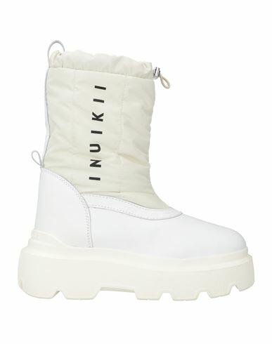 Inuikii Woman Ankle boots Ivory Leather, Textile fibers Cover