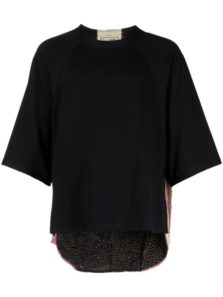 By Walid floral embroidery cotton T-shirt - Black Cover