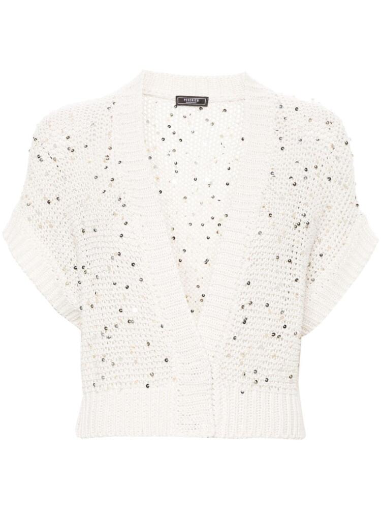 Peserico sequin-embellished cardigan - White Cover