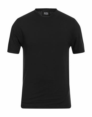 Alpha Studio Man T-shirt Black Cotton, Elastane Cover