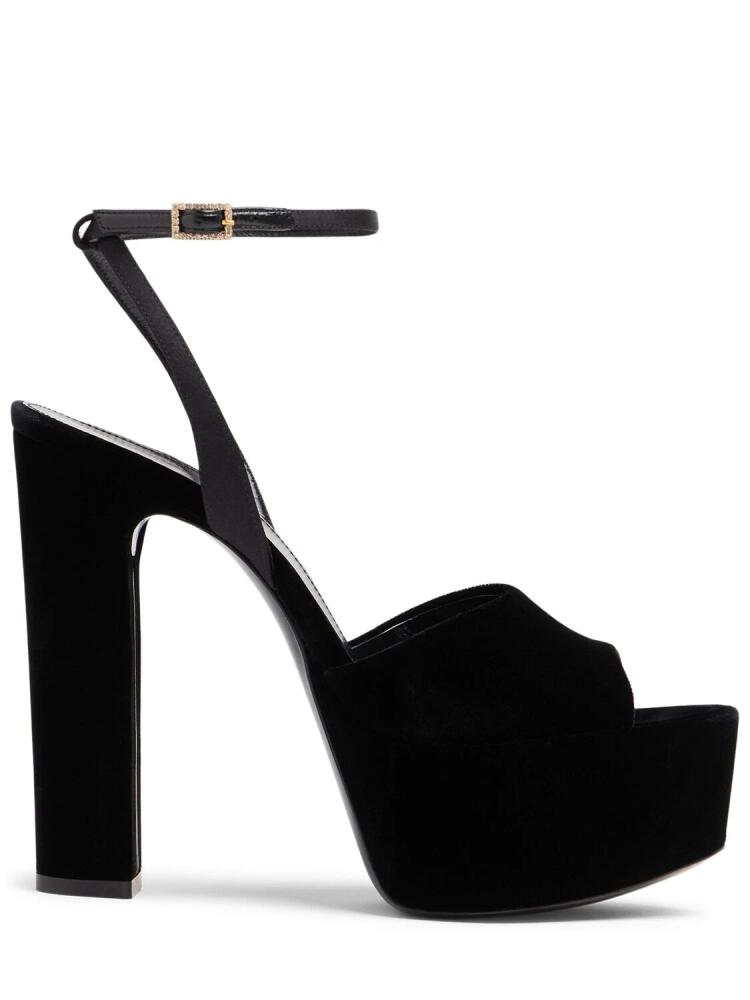 SAINT LAURENT 95mm Jodie Velvet Sandals Cover