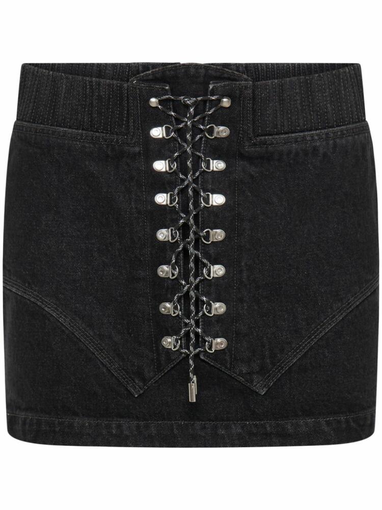 Dion Lee lace-up denim miniskirt - Black Cover