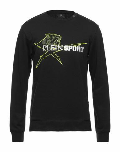 Plein Sport Man Sweatshirt Black Cotton, Polyester Cover