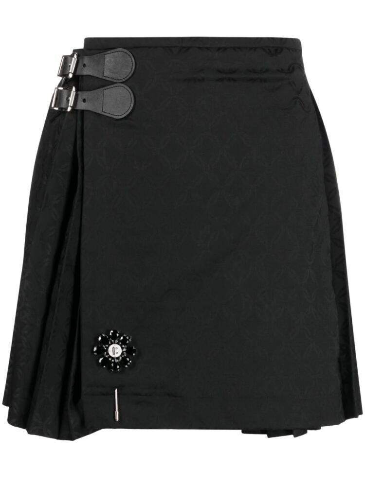 Charles Jeffrey Loverboy embellished pleated jacquard miniskirt - Black Cover