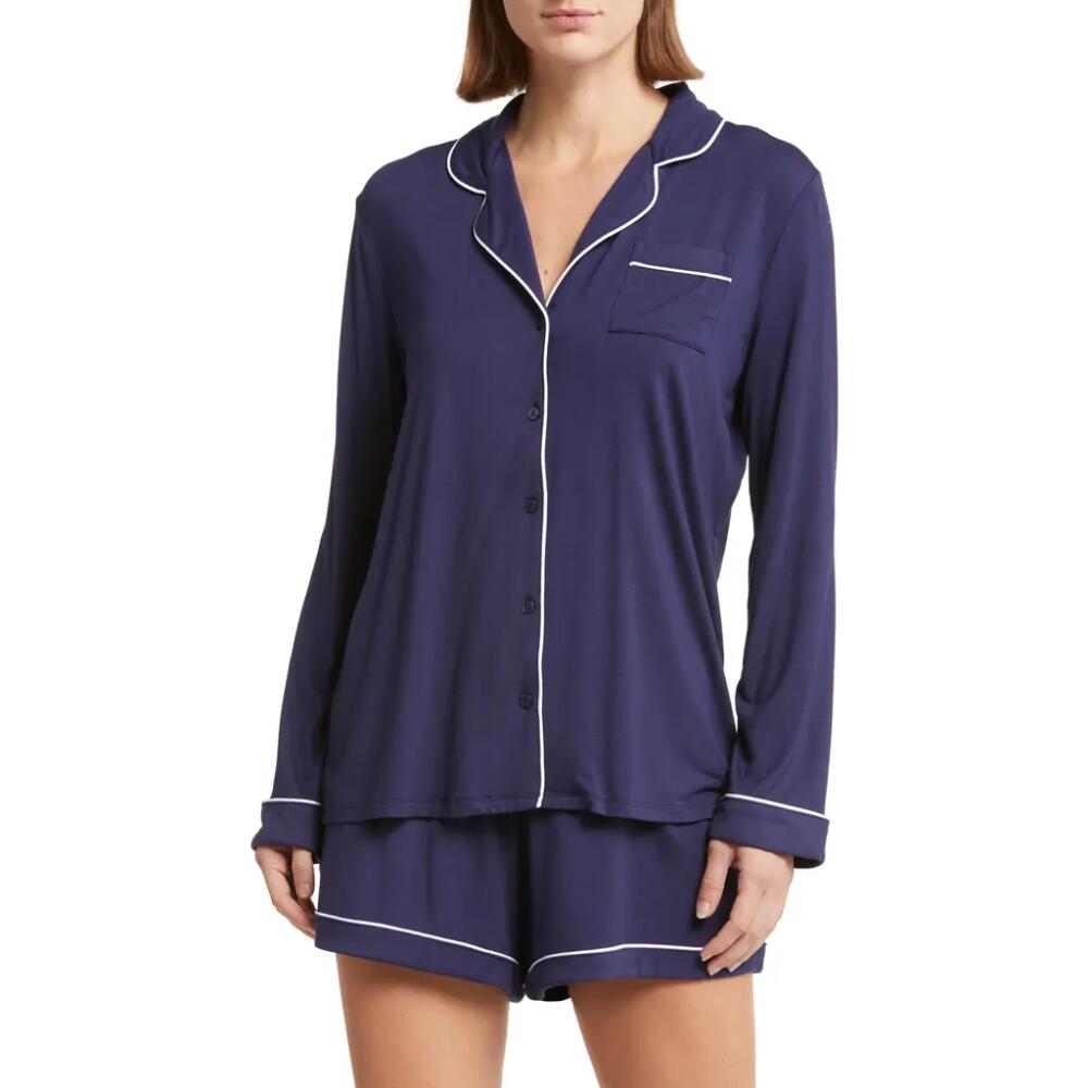 Nordstrom Moonlight Eco Long Sleeve Short Pajamas in Navy Peacoat Cover