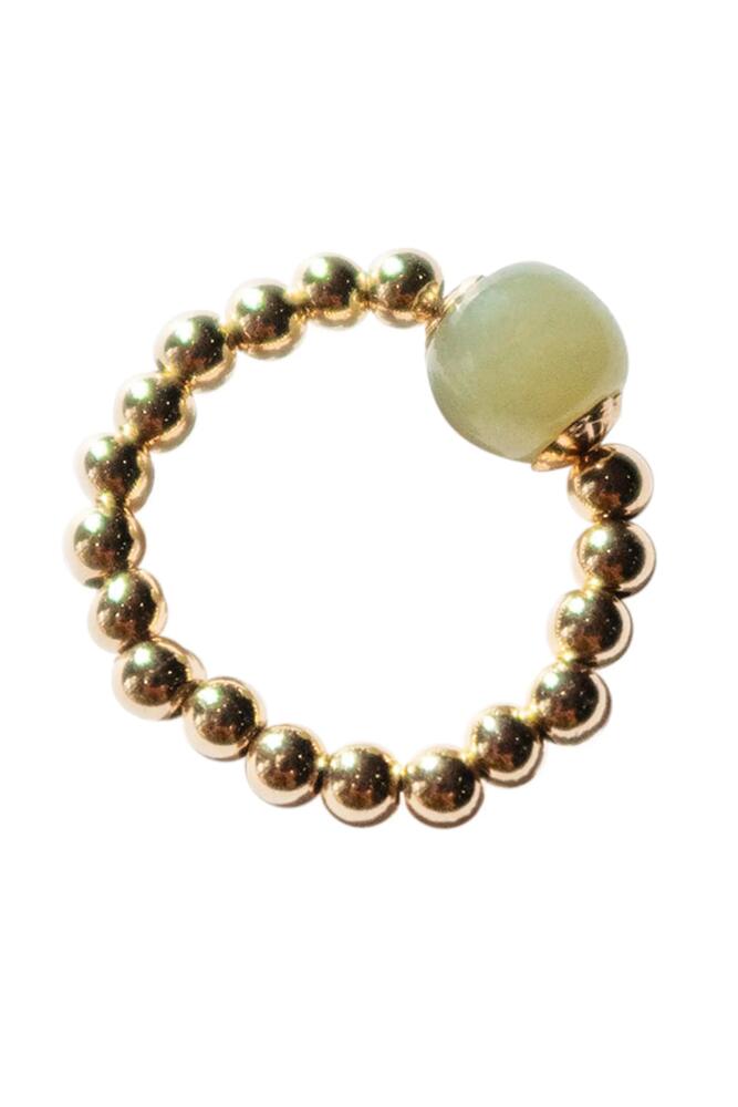 seree Arya Jade and beaded gold stretch ring in Light Green Cover