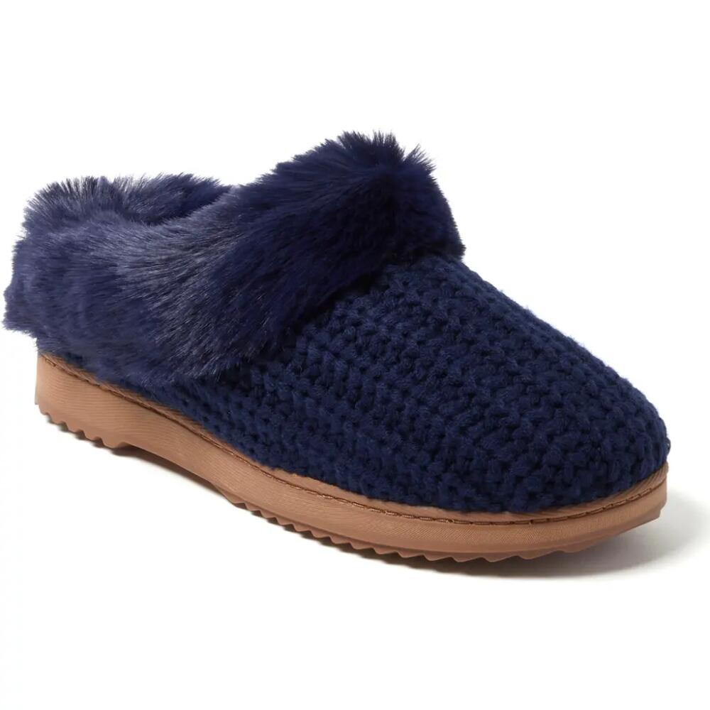 DEARFOAMS Hannah Festive Knit Clog Slipper in Peacoat Cover