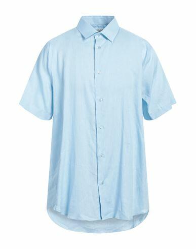 Trussardi Man Shirt Sky blue Linen Cover