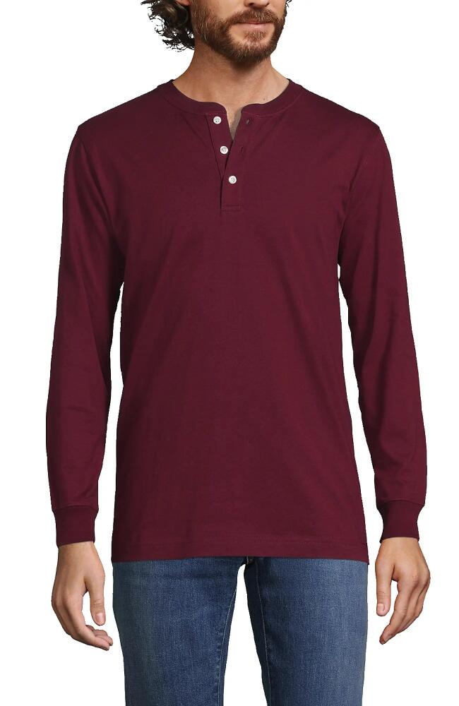 Lands' End Super-T Long Sleeve Henley Shirt in Rich Burgundy Cover