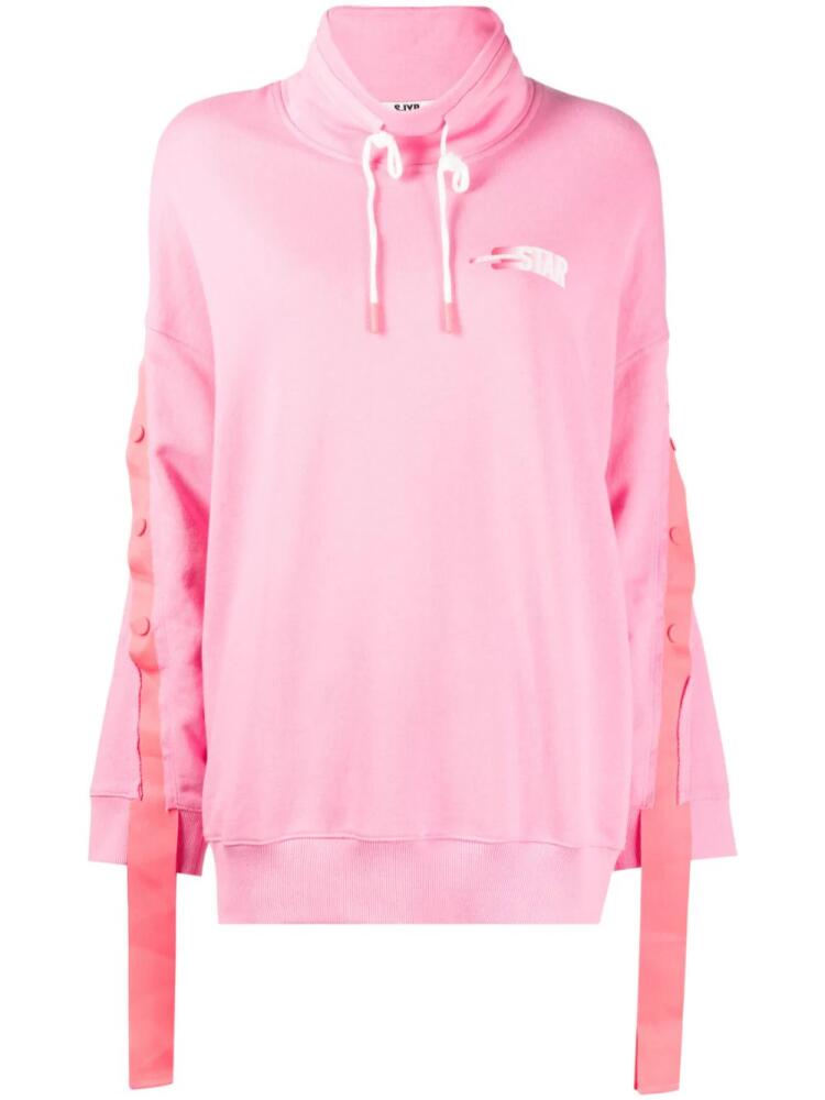 SJYP tape-detail cotton sweatshirt - Pink Cover