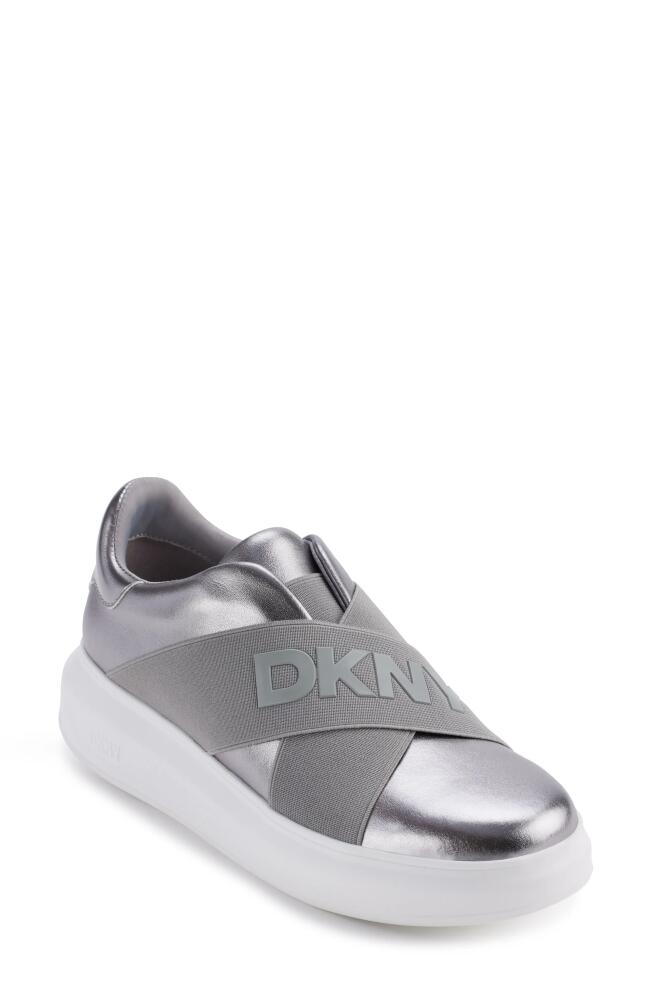 DKNY Jaye Metallic Platform Sneaker in Nickel Cover