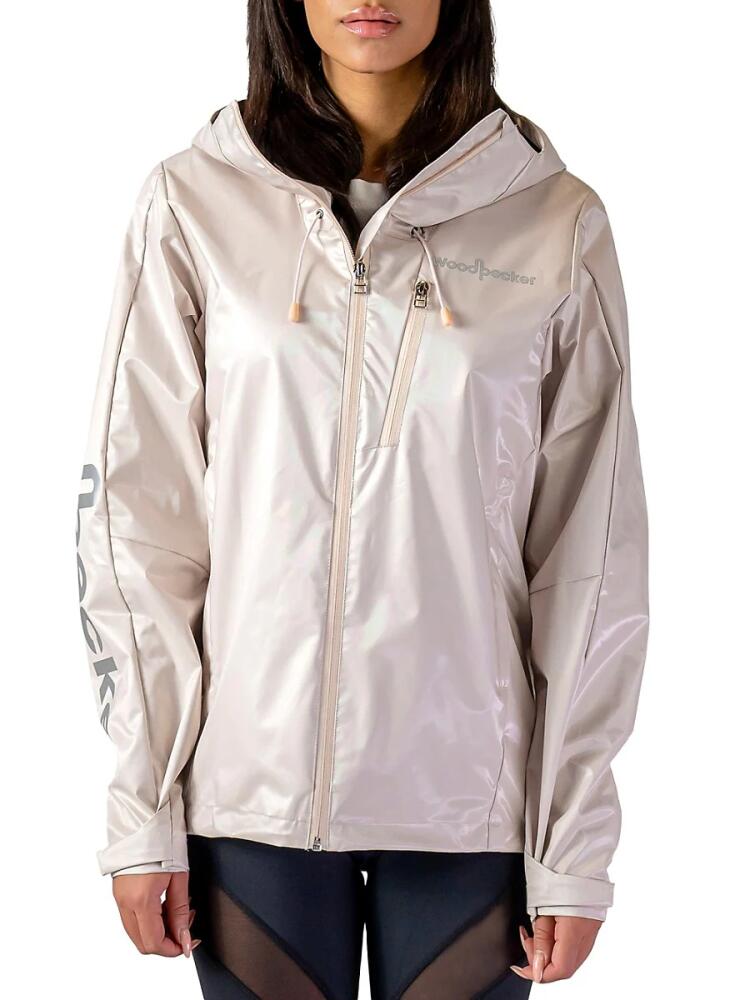 Woodpecker Women's Logo Iridescent Rain Jacket - Pink Cover