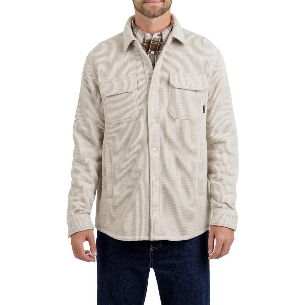 Rainforest Highland Waffle Knit Shirt Jacket with Faux Shearling Lining in Oatmeal Cover